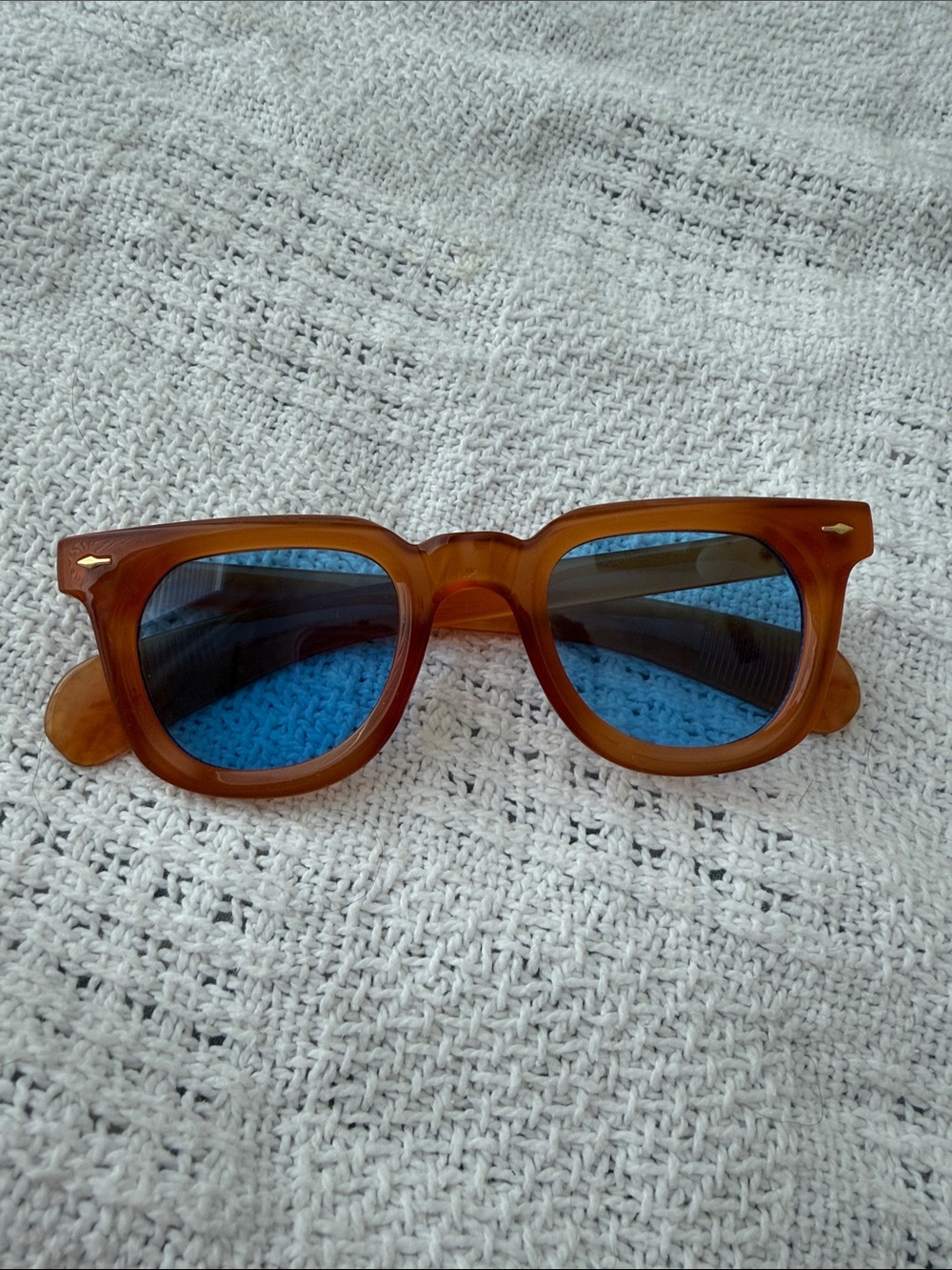 Men's Brown Frame Sunglasses with Blue Lenses
